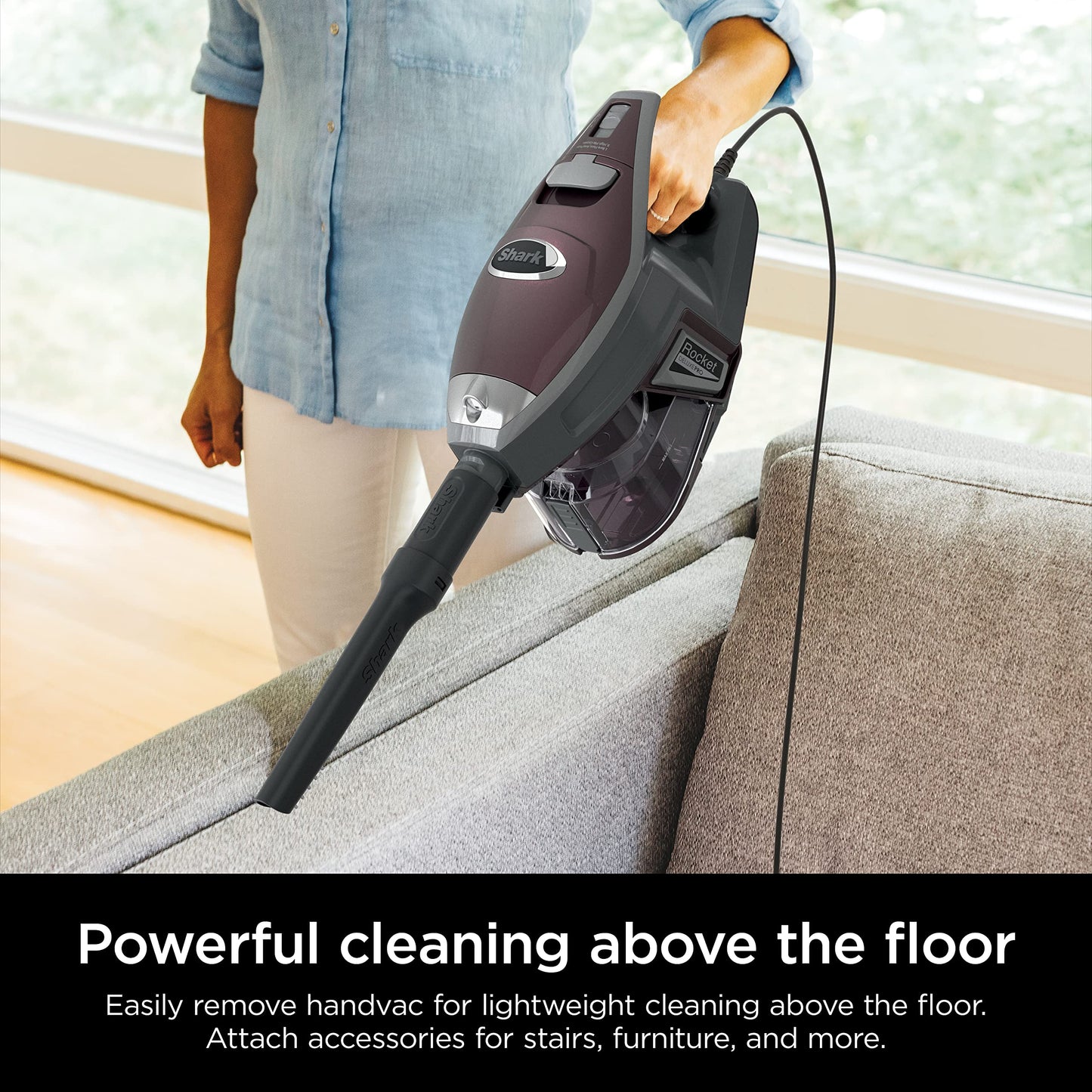 Shark HV322 Rocket Deluxe Pro Corded Stick Vacuum with LED Headlights, XL Dust Cup, Lightweight, Perfect for Pet Hair Pickup